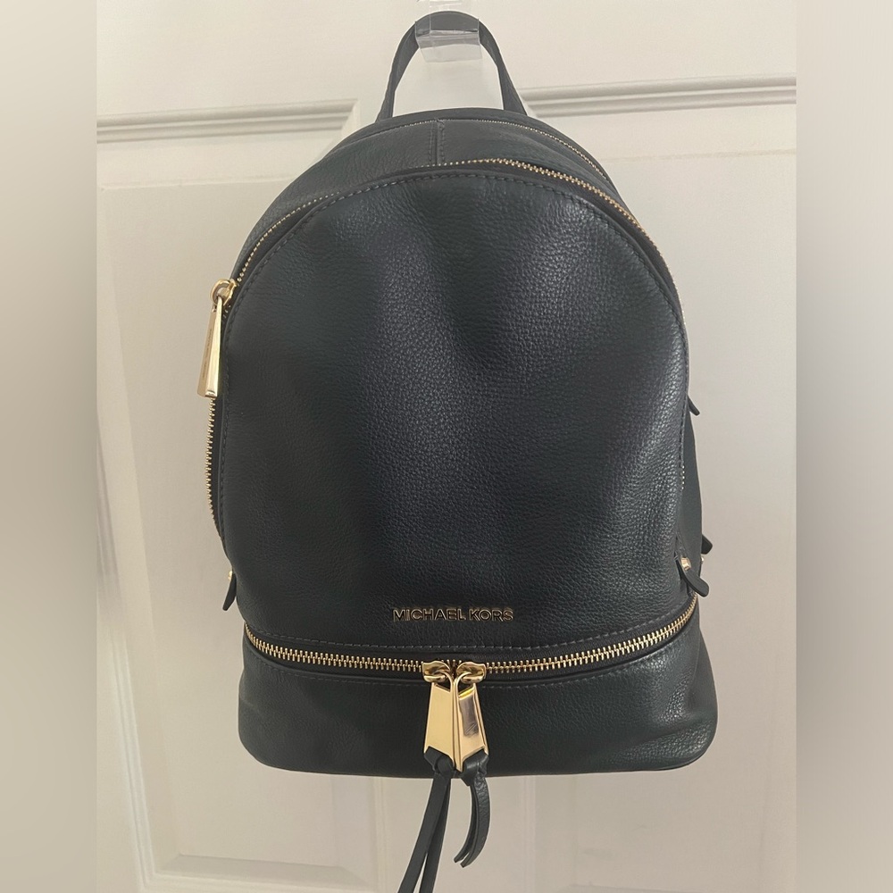 MICHAEL Michael Kors Black Backpack with Gold Accents